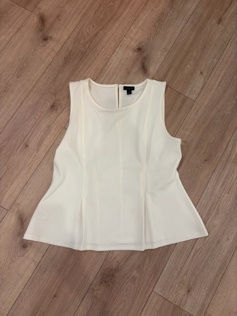 Ann Taylor Cream Scoop Neck Peplum Tank